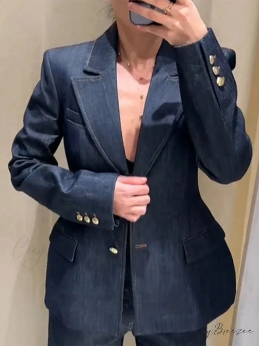 Dotted Tube Top Wide-Leg Pants Formal Two Piece Set blue jackets / S officetwopieceset-250223