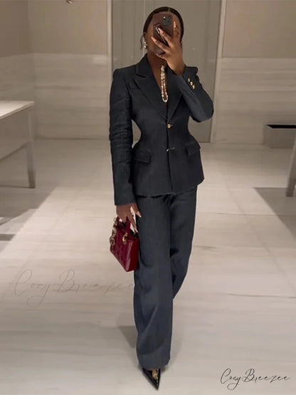 Dotted Tube Top Wide-Leg Pants Formal Two Piece Set officetwopieceset-250223