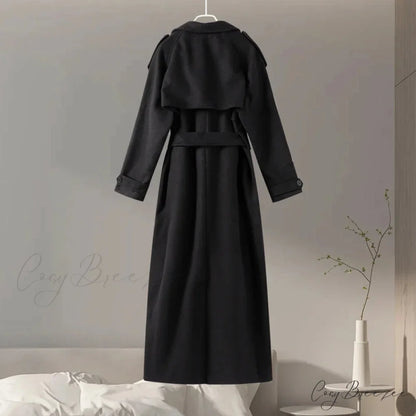 Double-Breasted Wool Belted Coat Black / S overcoats-241228