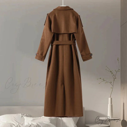 Double-Breasted Wool Belted Coat Brown / S overcoats-241228