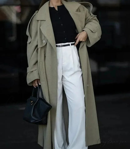 Double-Breasted Wool Belted Coat overcoats-241228
