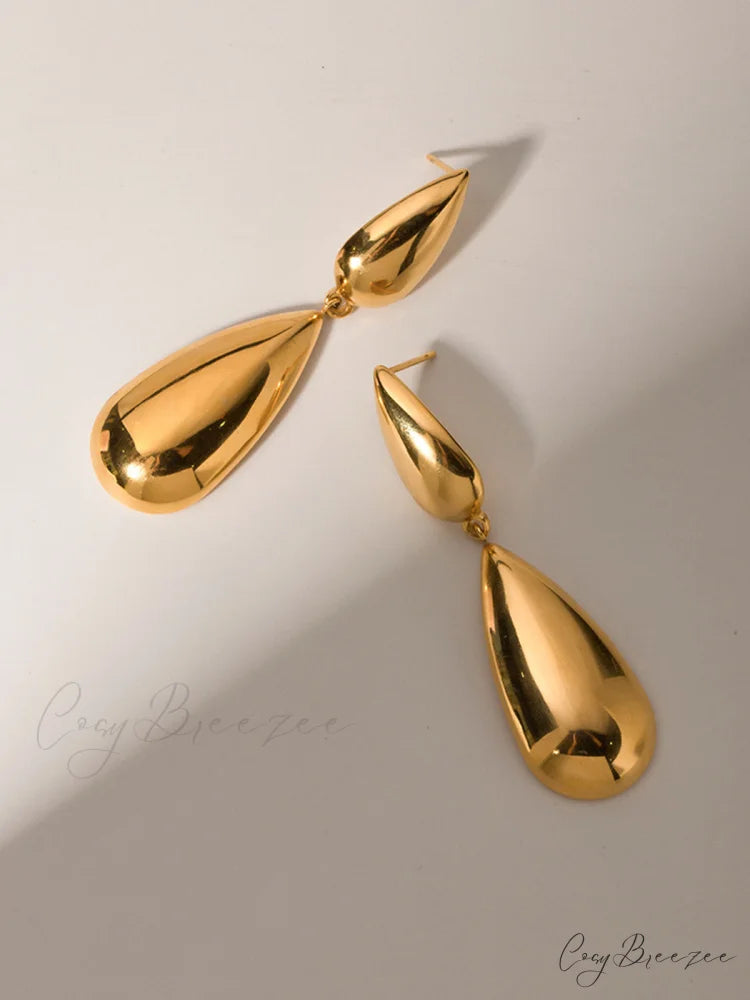 Double Charming Teardrop Earrings Golden / One Size