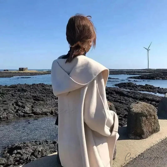 Double-Sided Short Woolen Coat Apricot / XL about 60.00 kg-67.50 kg overcoats-241228