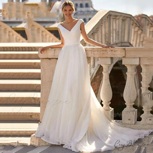 Double Strap Satin Ball Gown Wedding Dress lvory white / 2 weddingdress-250223