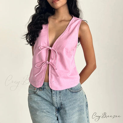 Double Tie Closure Crop Top croptop-250223