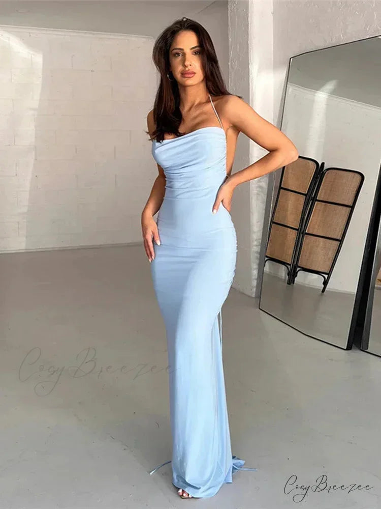 Draped Backless Maxi Dress