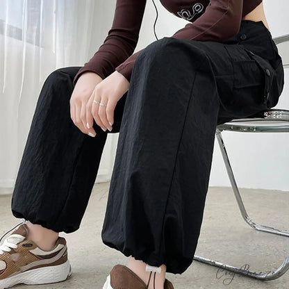 Drawstring Bound Feet Slim Fit Jogger Pants pants-241228