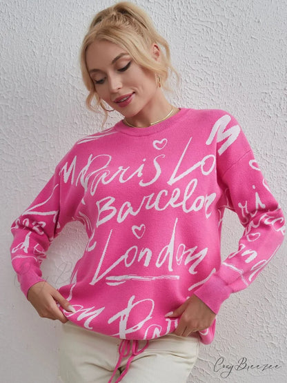 Drawstring Round Neck Sweater