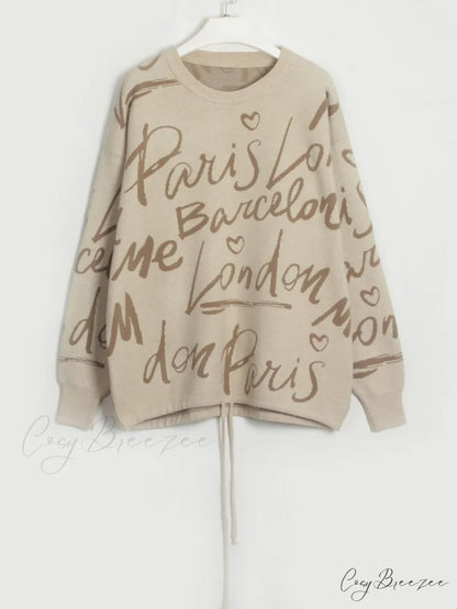 Drawstring Round Neck Sweater