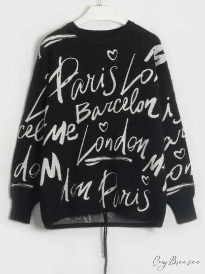 Drawstring Round Neck Sweater