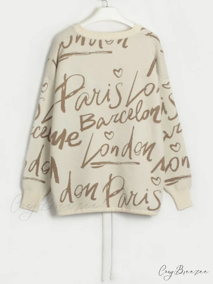 Drawstring Round Neck Sweater