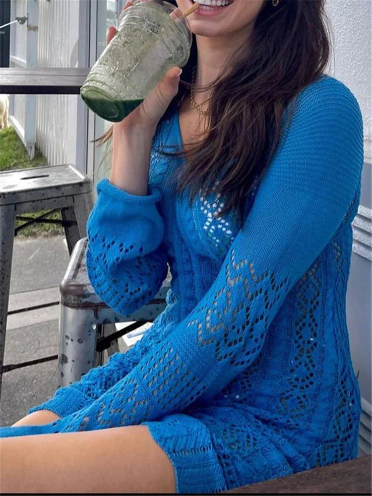 Drawstring Ruched Knit Mini Gown minidress-250223