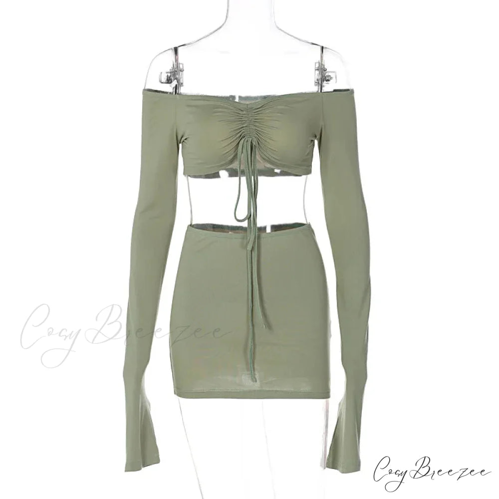 Drawstring Ruched Two Piece Mini Dress