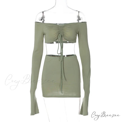 Drawstring Ruched Two Piece Mini Dress
