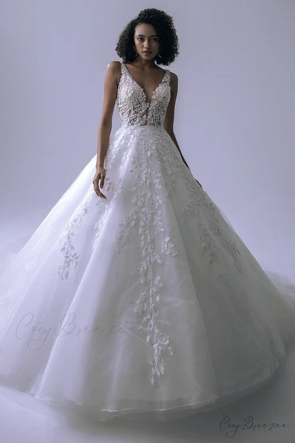 Dream Lace Applique Trendy Tulle A-Line Wedding Dress