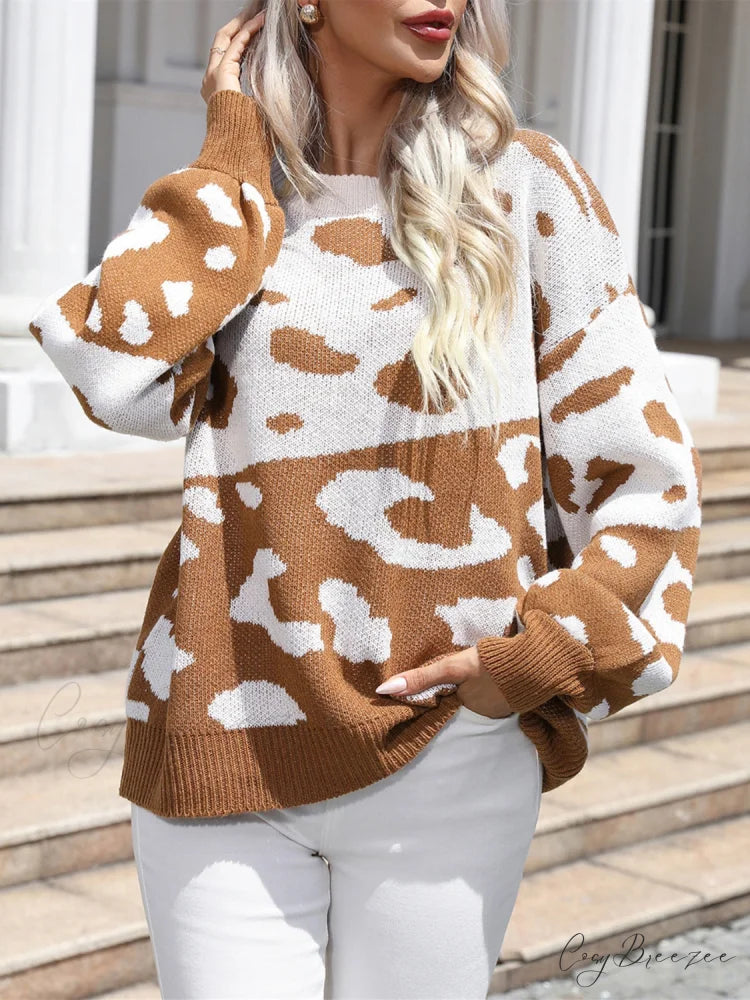 Drop Leopard with Sweater Shoulder