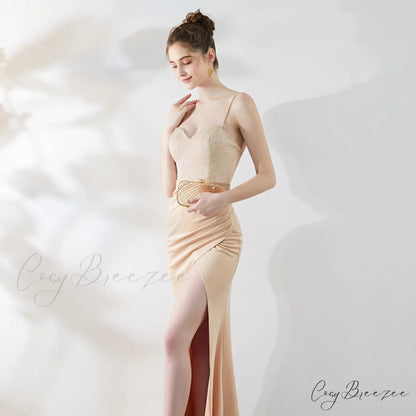 Dulce Hot Stone Charming Sling Long Dress