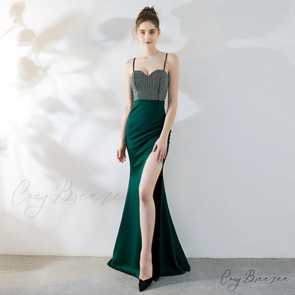 Dulce Hot Stone Charming Sling Long Dress HUNTER / XS