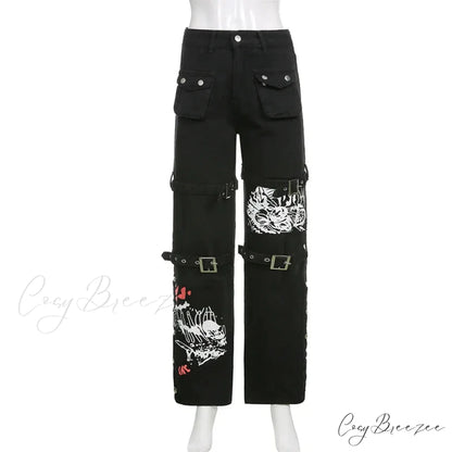 E-girl Black Cargo Halloween Pants