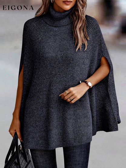 Cosybreezee - Turtleneck Dolman Sleeve Poncho Fashion Sweater