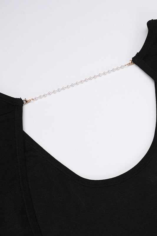 Backless Chain Long Sleeve Split Party Dress