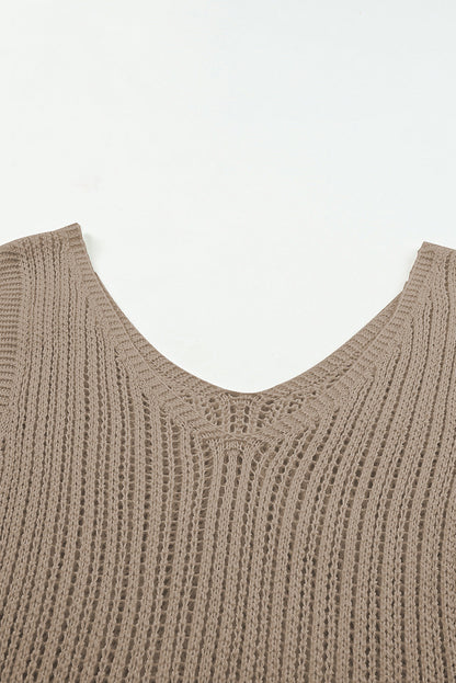 Cosybreezee - V Neck Tank Top in Khaki Knit