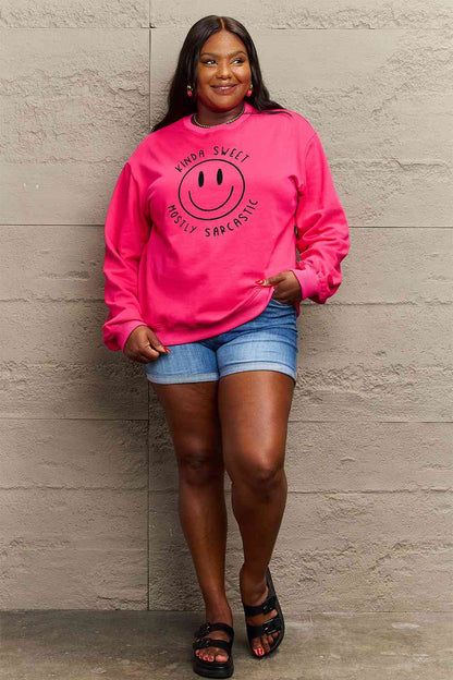 Size Full Face - Smiling Simply Graphic Sweatshirt Love