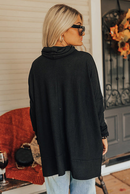 Top Neck Tunic in Shift Cowl Black