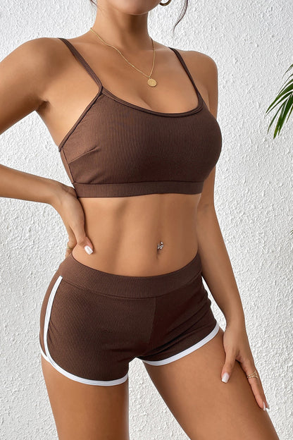 Strapless Ribbed Bikini Two Piece Swim Set