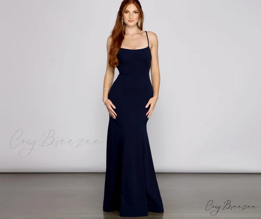 Eden Formal Stylish Lace-Up Mermaid Dress NAVY / 1