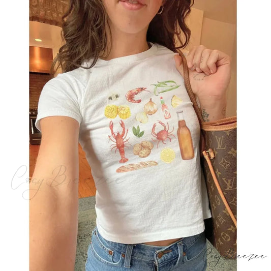 Edgy Printed Dark Crop Fit Tee white1 / S t-shirt-250223