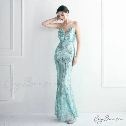 Edlyn Sequin Laceup Charming Mermaid Formal Dress