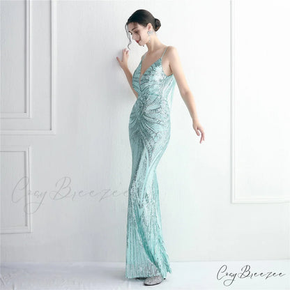 Edlyn Sequin Laceup Charming Mermaid Formal Dress