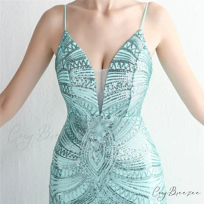 Edlyn Sequin Laceup Charming Mermaid Formal Dress