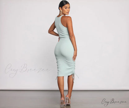 Effortless Everyday Ruched Charming Knit Mini Dress