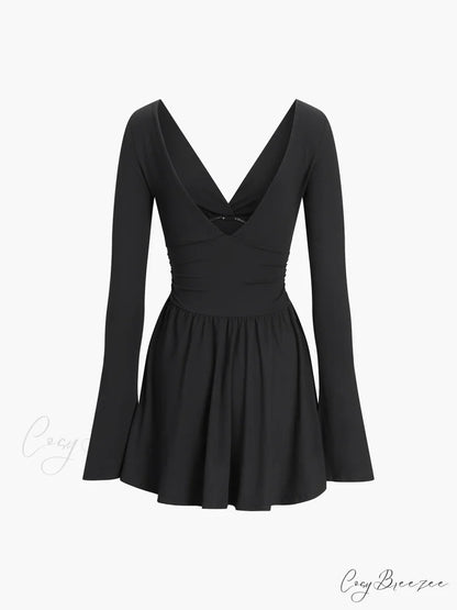 Effortless Plunge Graceful Skater Short Dress