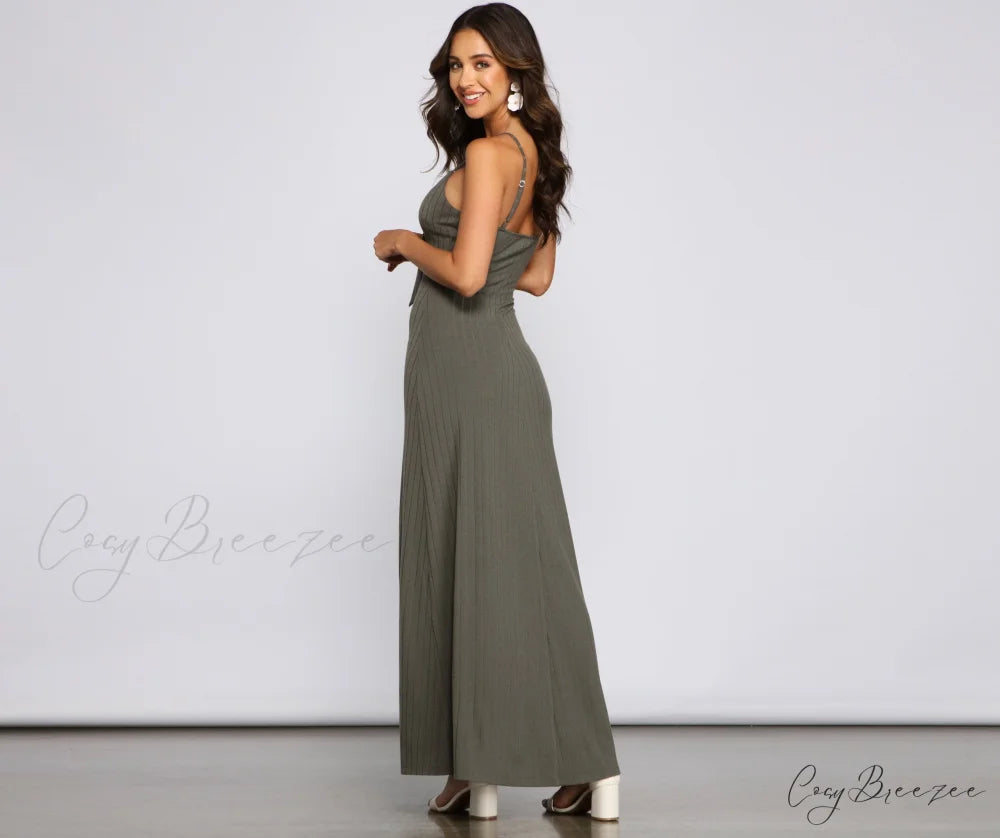 Effortless Style Stylish Tie-Front Maxi Dress