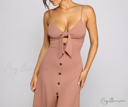 Effortless Style Stylish Tie-Front Maxi Dress