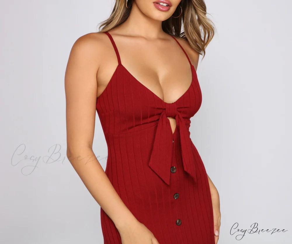 Effortless Style Stylish Tie-Front Maxi Dress