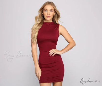 Effortlessly Chic Stylish Sleeveless Mini Dress BURGUNDY / XS