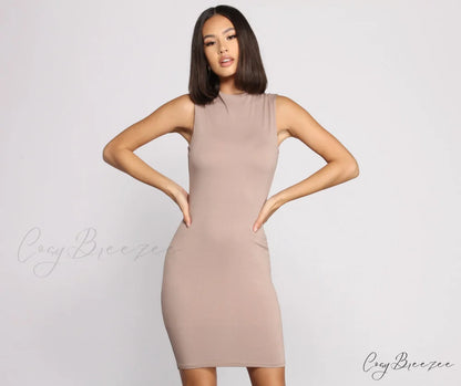 Effortlessly Chic Stylish Sleeveless Mini Dress MOCHA / XS