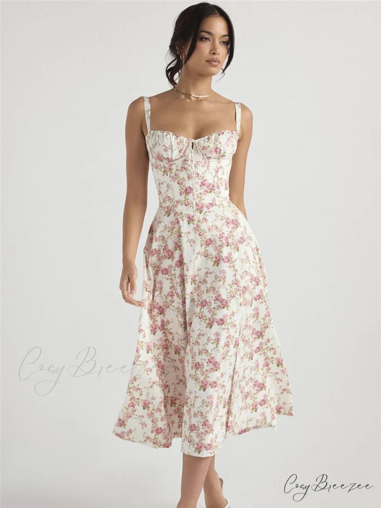 Effortlessly Enchanting Stylish Floral Maxi Dress WHITE / XS