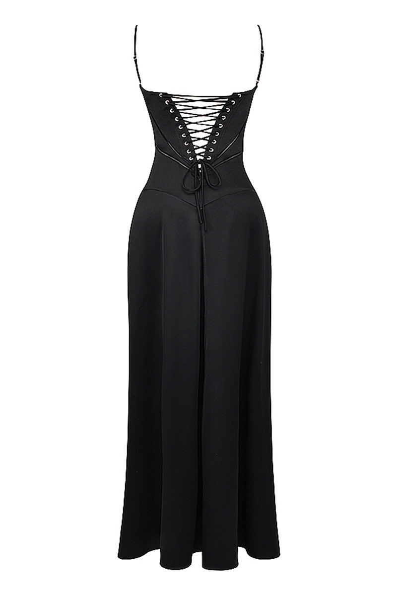 Wendy Lace-up Satin Maxi Dress