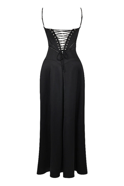 Wendy Lace-up Satin Maxi Dress