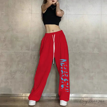 Elastic Waist Relaxed Jogging Pants 1 Claret / S (40-50KG) pants-241228