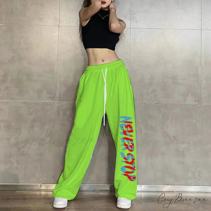 Elastic Waist Relaxed Jogging Pants 1 Green / S (40-50KG) pants-241228