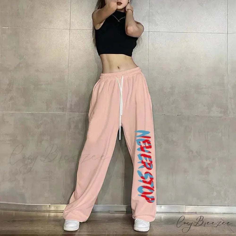 Elastic Waist Relaxed Jogging Pants 1 Pink / S (40-50KG) pants-241228