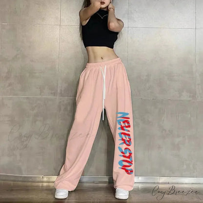 Elastic Waist Relaxed Jogging Pants 1 Pink / S (40-50KG) pants-241228