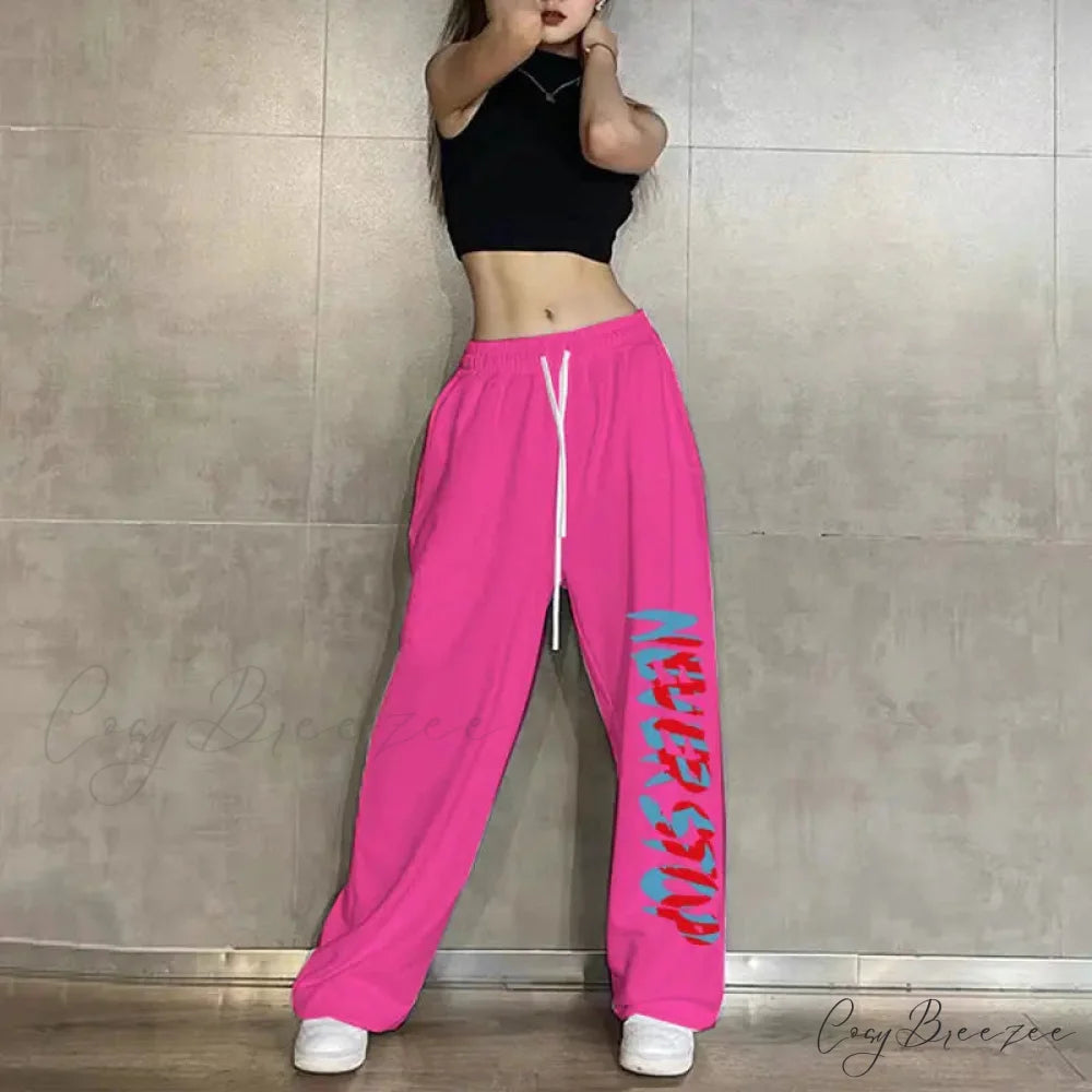 Elastic Waist Relaxed Jogging Pants 1 pitaya / S (40-50KG) pants-241228