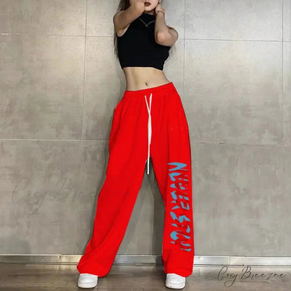 Elastic Waist Relaxed Jogging Pants 1 Red / S (40-50KG) pants-241228